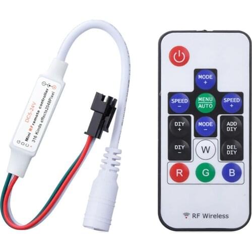 14 Key RF Remote Control 14-Key RGB Wireless Remote Control Mini RF LED Controller DC 5V 12V SP103E WS2812 WS2811