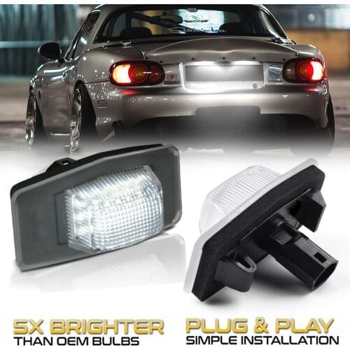 2Pcs LED Number License Plate Light For Mazda 323 Protege Miat MX-5 NB Tribute EP MPV LW Familia Allegro OEM#:NC1051270 A/B/C
