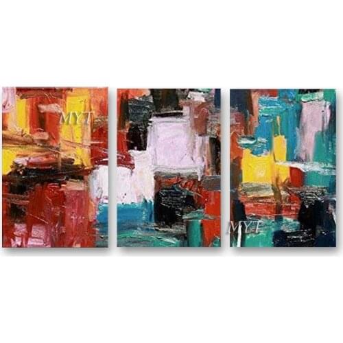 3 Panels Canvas Wall Art Colorful Design Oil Painting Unframed Real Hand Painted Canvas Artwork Cheap Paintings Hot Selling