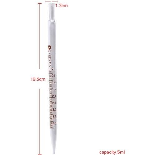 5ml 10ml Transfer Pipettes Glass Graduated Pipette Without Rubber Bulb Lab Chemistry Dropper Dispensing 19.5cm