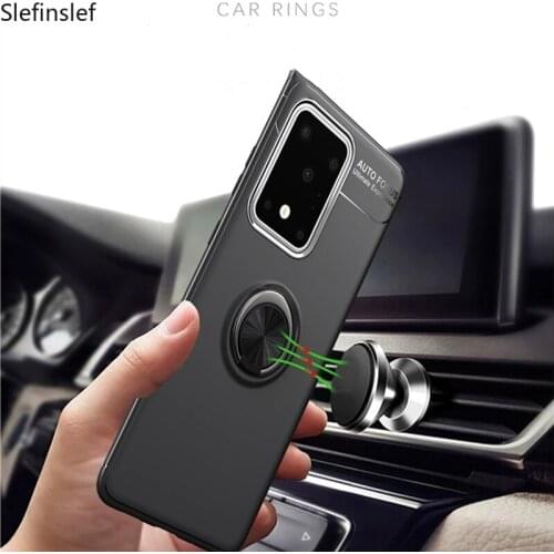 For Samsung Galaxy S20 Plus Case Metal Finger Ring Holder Soft Silicone TPU Cover For Samsung Galaxy S20 Ultra Coques