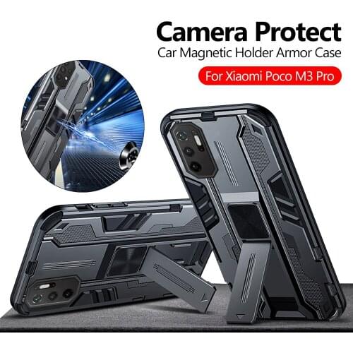 For Xiaomi Poco M3 Pro Case Car Magnetic Holder Armor Cover Mi PocoM3 Pocophone M 3 M3Pro Camera Shockproof Frame Bracket Coque
