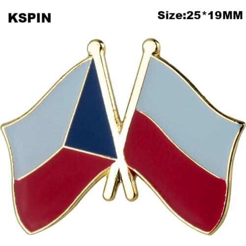 Czech Rep. & Poland Friendship Flag Badge Flag Brooch National Flag Lapel Pin International Travel Pins