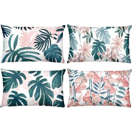Flowers Birds Green Plants Printed Waist Pillowcase Home Pillow Decoration Almofadas Decorativas Para Sofa Throw Pillow 50*30cm