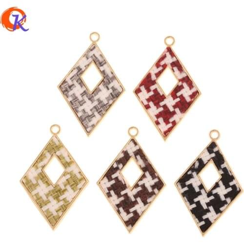 Cordial Design 50Pcs 25*38MM Jewelry Accessories/DIY Parts/Charms Making/Hand Made/Fabric Effect/Rhombus Shape/Earring Findings