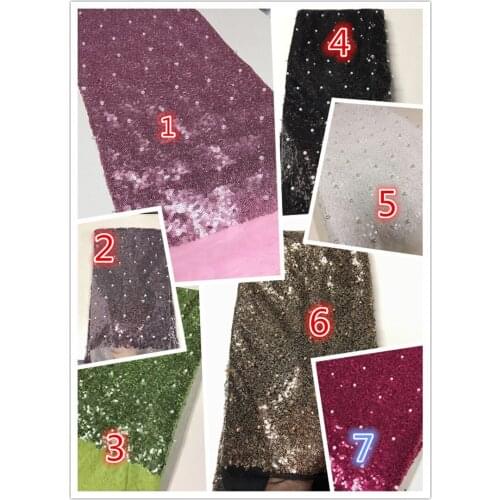 Good design sequins French tulle lace fabric (5 yards/lot) with beads net lace fabric JRB-66024 with beads for nice dress