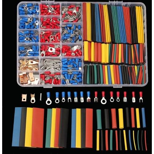HRV HSV HBV RSFR Crimp Terminal Connectors 350 pcs Terminals+328 pcs 2:1 Black Heat Shrink Tube Assorted Connectors With Box Kit