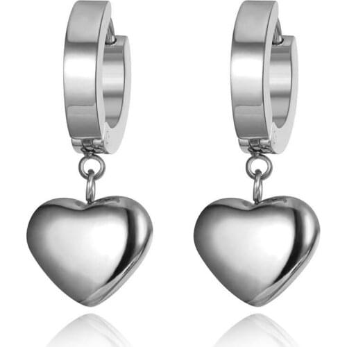 Romantic Stainless Steel Love Heart Hoop Earrings Classic Rose Gold Wedding Earrings Jewelry For Women Kolczyki JE19098