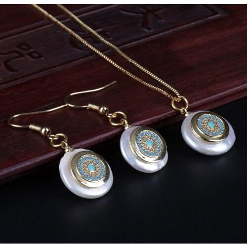 Tiny gold round disc coin charm beads freshwater pearl chic drop earring choker necklace jewelry set for women bridesmaid gift