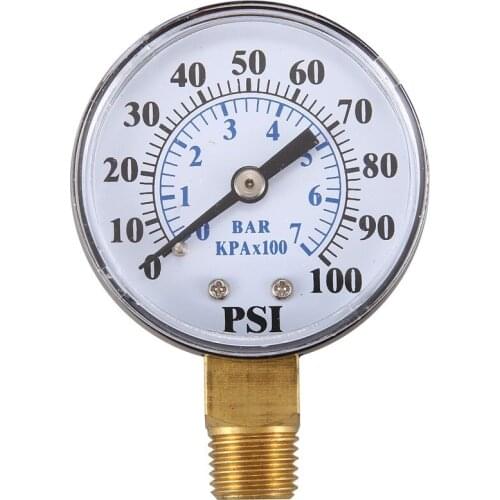 Pressure Tester Gauge Tools 0-100 Psi 0-7Bar 1/8 Inch Npt Face Side Mount Pressure Gauge Dial Air Compressor Meter Hydraulic