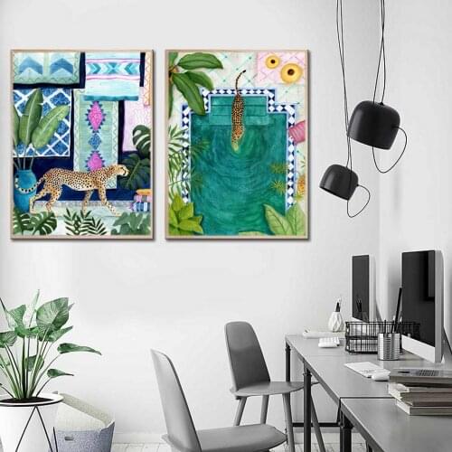 Morocco Cheetah llama Leopard Jungle Nordic Posters And Prints Wall Art Canvas Painting Wall Pictures For Living Room Home Decor