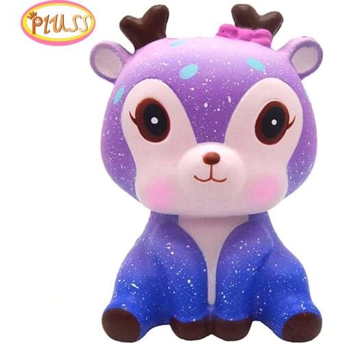 Cute Galaxy Deer Animal Squishy Cream Scented Squeeze Toys Strap Funny Gadgets Anti Stress Novelty Toy Giift Kids