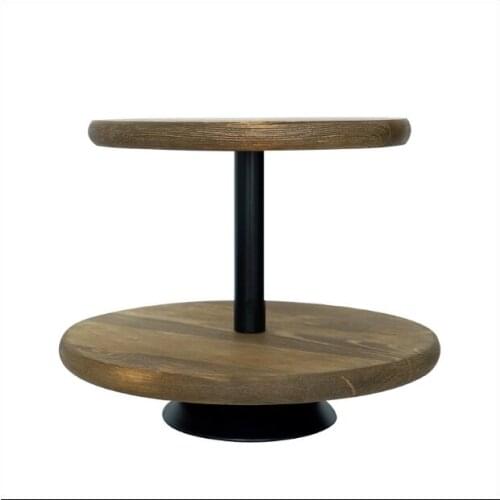Fashion Double layer Round Wooden StorageTray Desktop Storage Tray Cake Display shelf SNTP056