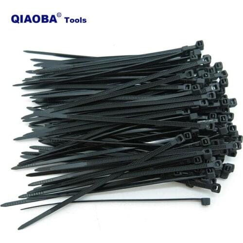 100 mm 150mm 200 mm 300mm nylon cable ties set black professional cable tie set for PC Bicycle Industry (100 Pieces)