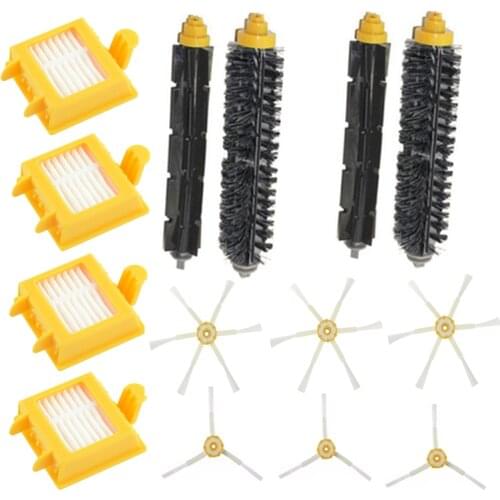 14pcs/lot,Replacement HEPA Filter and Side Brush Bristle and Flexible Beater Brush Kits for iRobot Roomba 700 Series 770 780 790