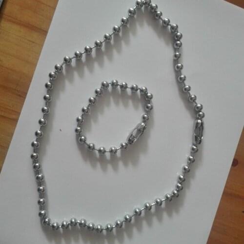 Punk HIp-Hop jewelry set Stainless Steel 6mm Ball beads Chain Necklace & Bracelet Set for Men women Holiday Gifts