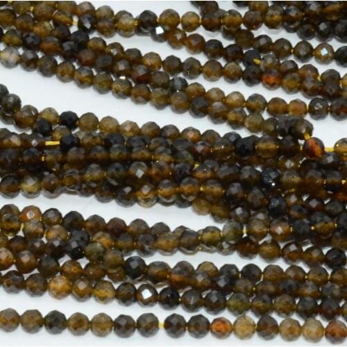 Natural Smoky Tourmaline Faceted Round Beads 3mm~3.2mm