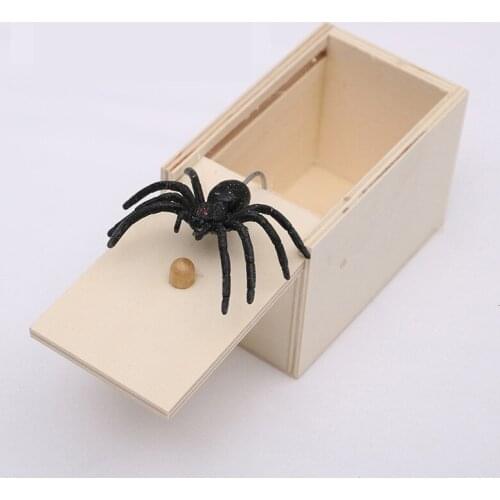 NEW Funny Scare Box Wooden Prank Spider Hidden in Case Great Quality Prank-Wooden Scarebox Interesting Play Trick Joke Toys Gift