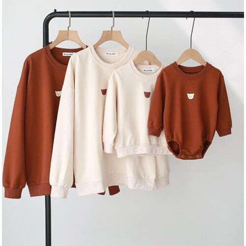 2021 Autumn New Family Matching Outfits Long Sleeve Pullover Baby Bodysuit Mother Kids Tops Clothes Parent-Child Sweatshirt