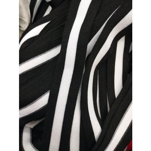 9yards/lots Woven Jacquard Ribbon 1.2cm 2.8cm white stripe pattern in black background LS-1550
