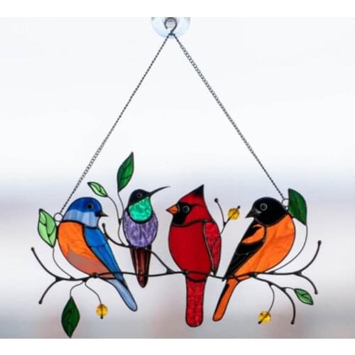 Birds Hanging Ornament Pendant For Window Colorful Bird Pendant Vintage Birds Crafts Home Door Wall Decoration