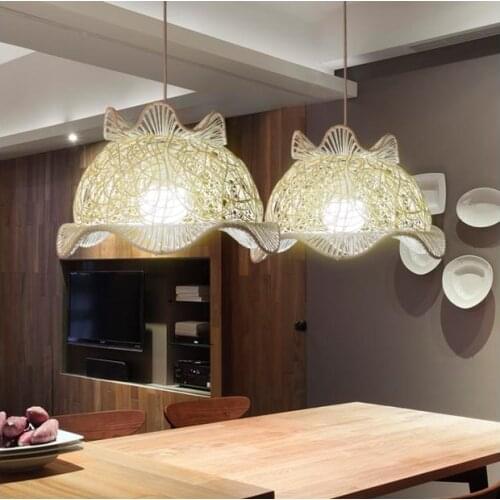 Nordic rattan garden Pendant Lights terrace Pendant lamp hand woven entrance corridors creative bedroom lamps LU71358 YM