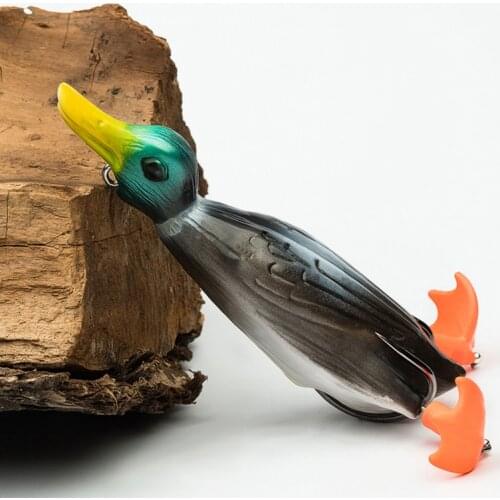 Artificial Duck Shape Lures Topwater Fishing Bait Soft Silicone Trolling Swim Tackle Jerkbait