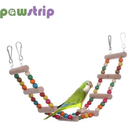 Birds Pets Parrots Ladders Climbing Toy Hanging Colorful Balls Climbing Toy With Natural Wood Parrot Ladders Toys Bird Supplies