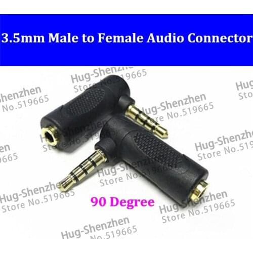 Plug Elbow angle 3.5mm male to female audio connector 90 degrees adapter connector for Headset 100pcs/ lot