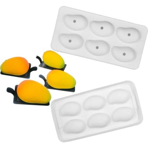 GODWJ 6 Holes 3D Silicone Cake Mold For Mango Design Dessert Jelly Pudding Baking Tools Bakeware Decoration Accessories