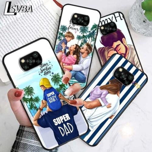 Hot Dad Mom Baby Girl for Xiaomi Poco X3 NFC X2 M3 M2 F2 F3 Pro C3 F1 A2 Lite Mix3 Play Silicone Soft Black Phone Case