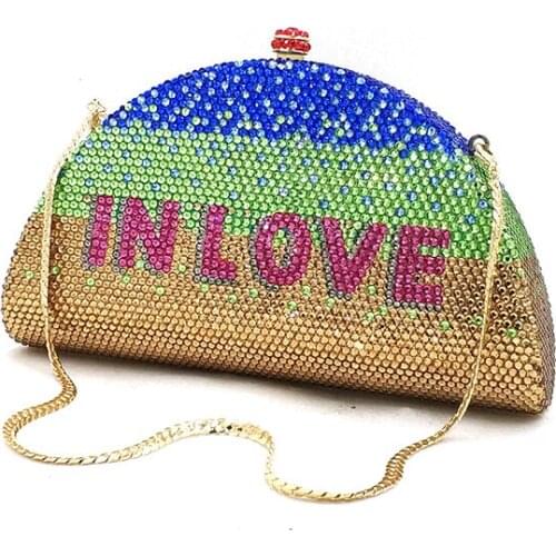 Special customization IN LOVE top design Bridal wedding party purses women evening party diamonds crystal clutches purses