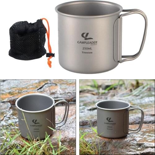 Titanium Folding Handle Camping Mug Water Cup Portable Travel Tourist Home Utensils Drinking Cup Durable