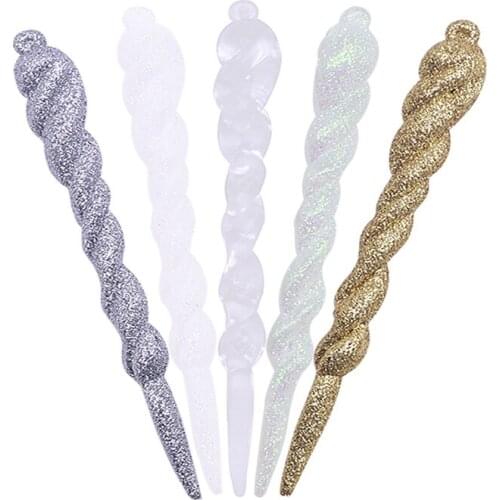 Christmas 5pcs 13cm Ice Xmas Tree Hanging Ornament Fake Icicle Prop Winter Frozen Party Christmas Tree Hanging Decoration