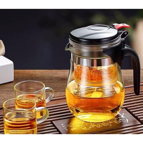 High quality Heat Resistant Glass Teapot Chinese kung fu Tea Set Puer Kettle Coffee Glass Maker Convenient Office Tea Pot