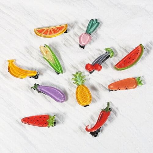 1Pc Cute Hair Accessories Headwear Fruit Vegetable Hairpins Cartoon Hair Clip for Girl Barrettes Headbands Side Clip Tiara