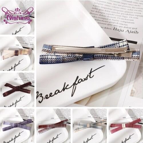 10*3.5 CM Fashion Handmade Fabric Bowknot Women Bangs Hairpins Colorful Plaid Bows Duckbill Clip Princess Headwear Birthday Gift