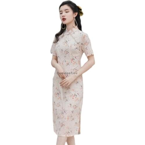2021 chinese dress satin vintage flower print women oriental dress cheongsam modern female china elegant casual party qipao
