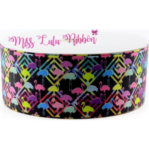 6mm-75mm 10 design Animal Flamingo Printed Grosgrain Ribbon Handmade Headband Hair accessories Decoration Ribbon 50 Yards