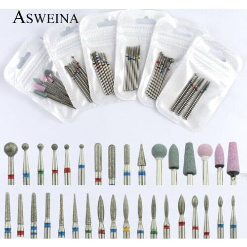 6pcs/set Diamond Nail Drill Bit Rotary Milling Cutter Bits Electric Manicure Drills Nail Art Tools Accessories