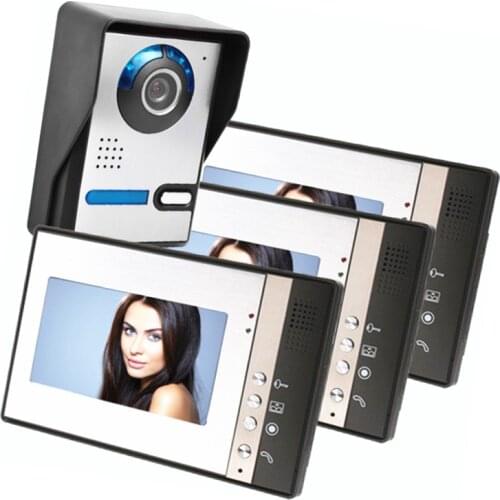 7 Inch Aluminum alloy 1V3 Monitor Wired Video Door Phone Intercom System