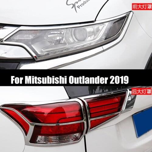 ABS Chrome Front Rear Trunk Headlight Tail Light Lamp Cover Trim Styling Garnish Bezel Molding for Mitsubishi Outlander 2019