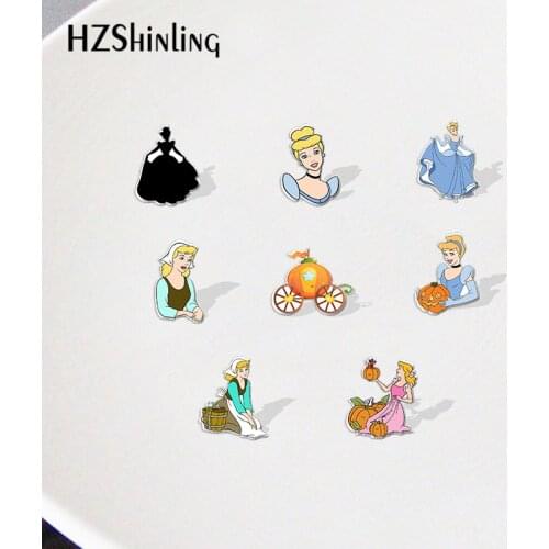 Halloween cinderella cartoon Acrylic Lapel Pins Cartoon Badges Resin Epoxy Pins Deco for Jewelry Accessories