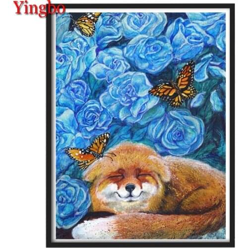 5D DIY Diamond Painting Animal Fox flower Picture By Numbers Drawing Embroidery Rhinestone Full Drill Wall Art Home Decor Gifts