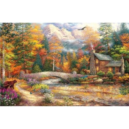 Diamond Embroidery Scenic Forest Lodge DIY Diamond Painting Cross stitch Full Square Diamond Mosaic Decoration Paintings FZ791