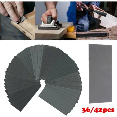 36/42Pcs Wet Dry Sandpaper 120-3000 Grit Assortment Abrasive Paper Sheets For Automotive Sanding Wood Furniture Finishing 23*9cm