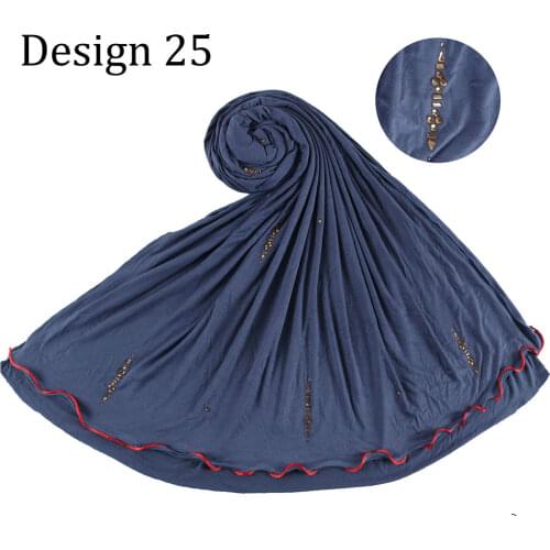 D25-New arrival Design high quality 2 Sides Red Line stretchy Jersey hijab Scarf for Islamic arab Ladys headscarf
