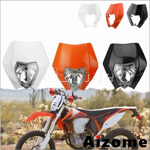Dual Sport MX Enduro Dirt Bike 12V 35W Motocross Headlight Front Light Mask Lamp Fairing Cover Shell For EXC 250 300 SMR SX XC