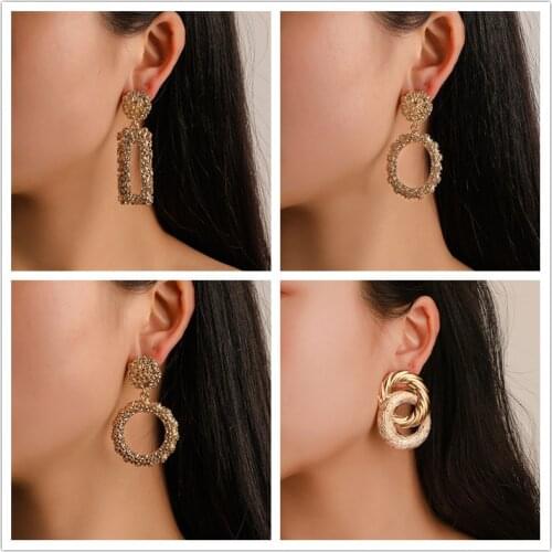 E330 Trendy Metal Letter Drop Earrings for Women Geometric Statement Earrings Female 2019 Fashion Modern Jewelry hanging Earring