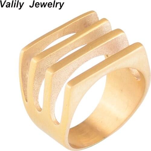 EdgLifU Womens Ring Simple Four Lines Geometric Band Gold Ring for Women Gift Bague Dainty Rings Femme Jewelry size 6-9